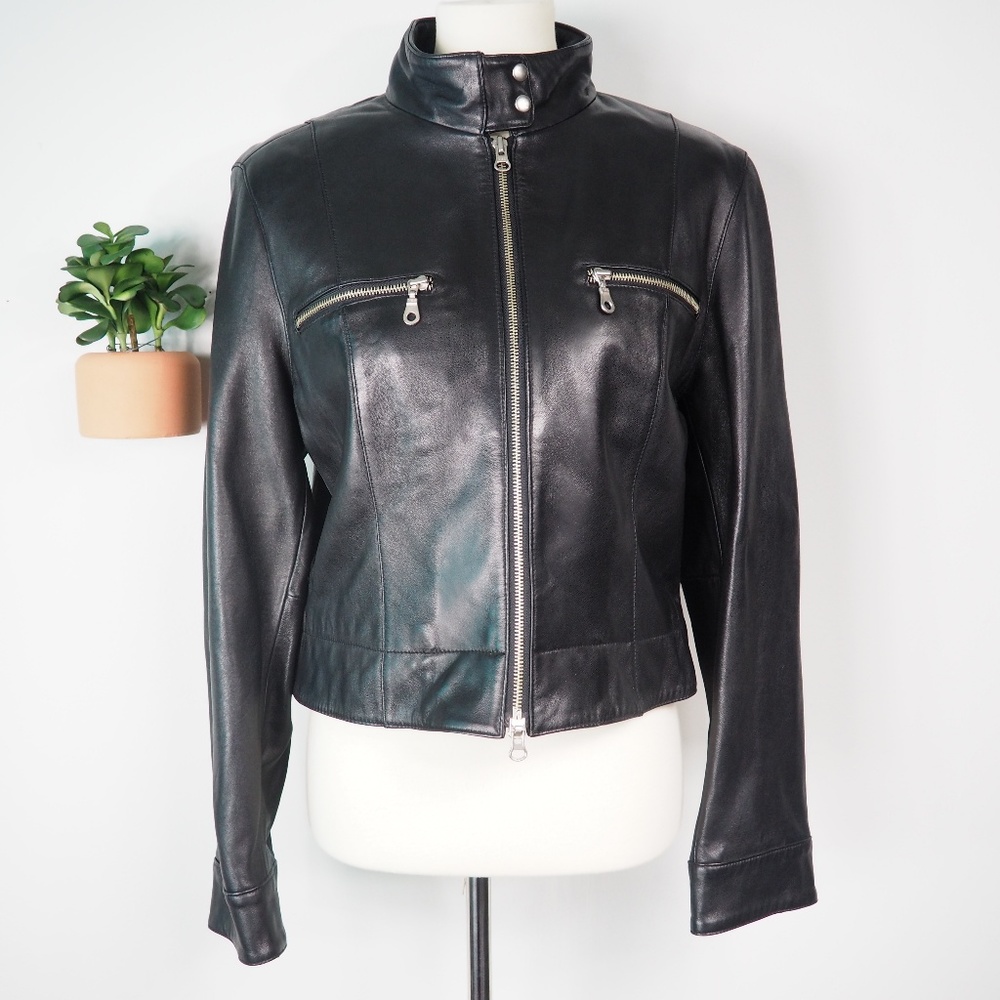 Nordstrom Gallery Leather Bomber Jacket Medium